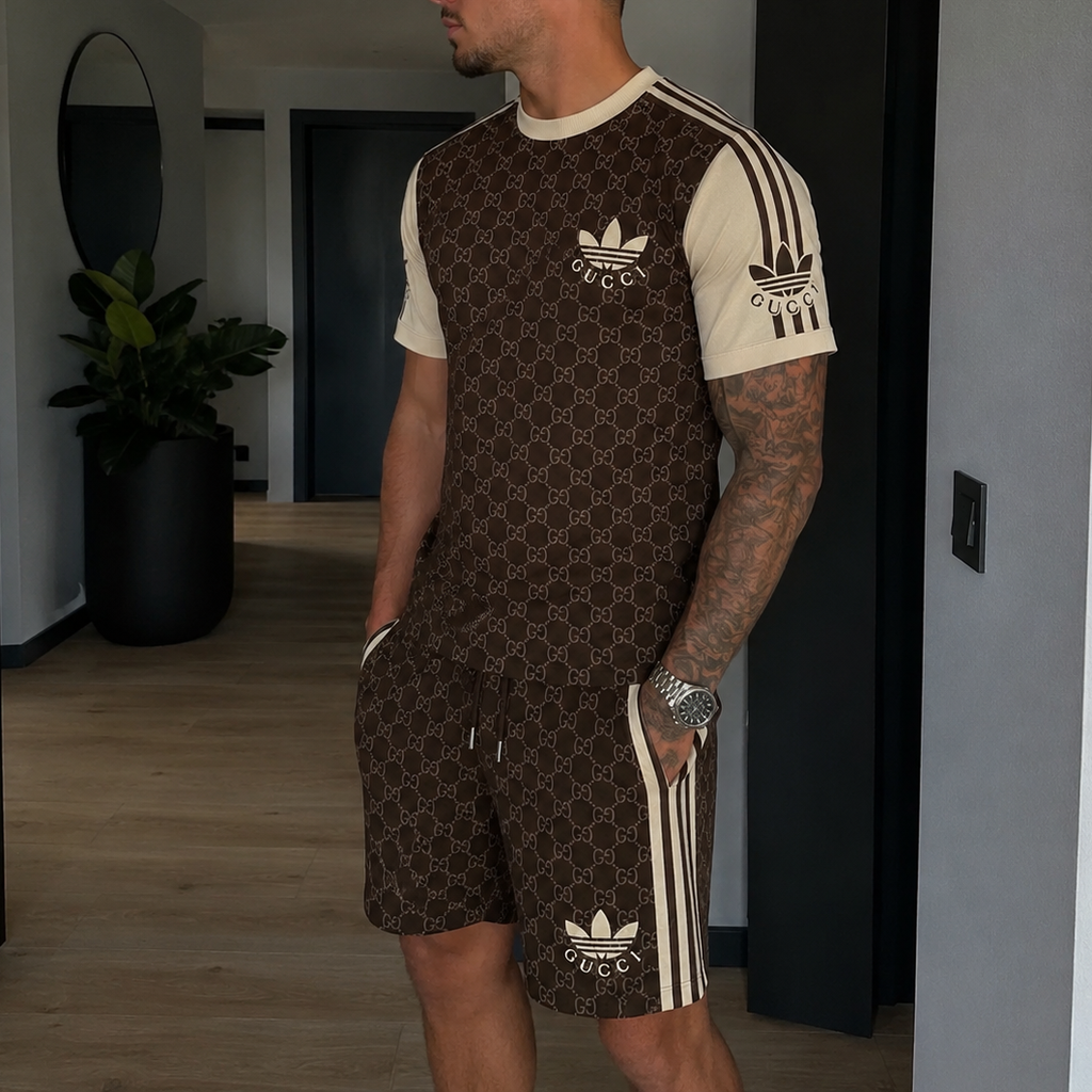 Men's Fashion Printed Short Sleeve Suit 3D1026070601