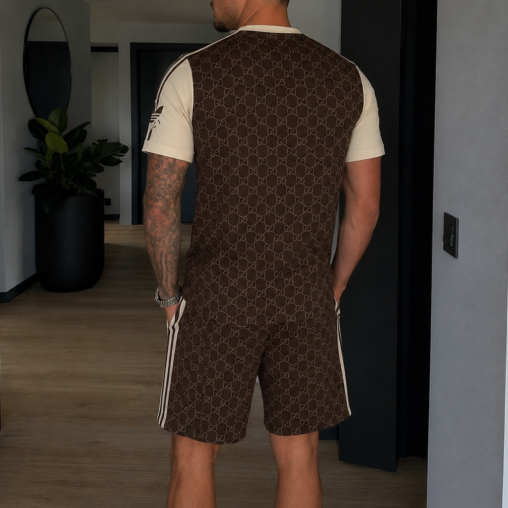 Men's Fashion Printed Short Sleeve Suit 3D1026070601