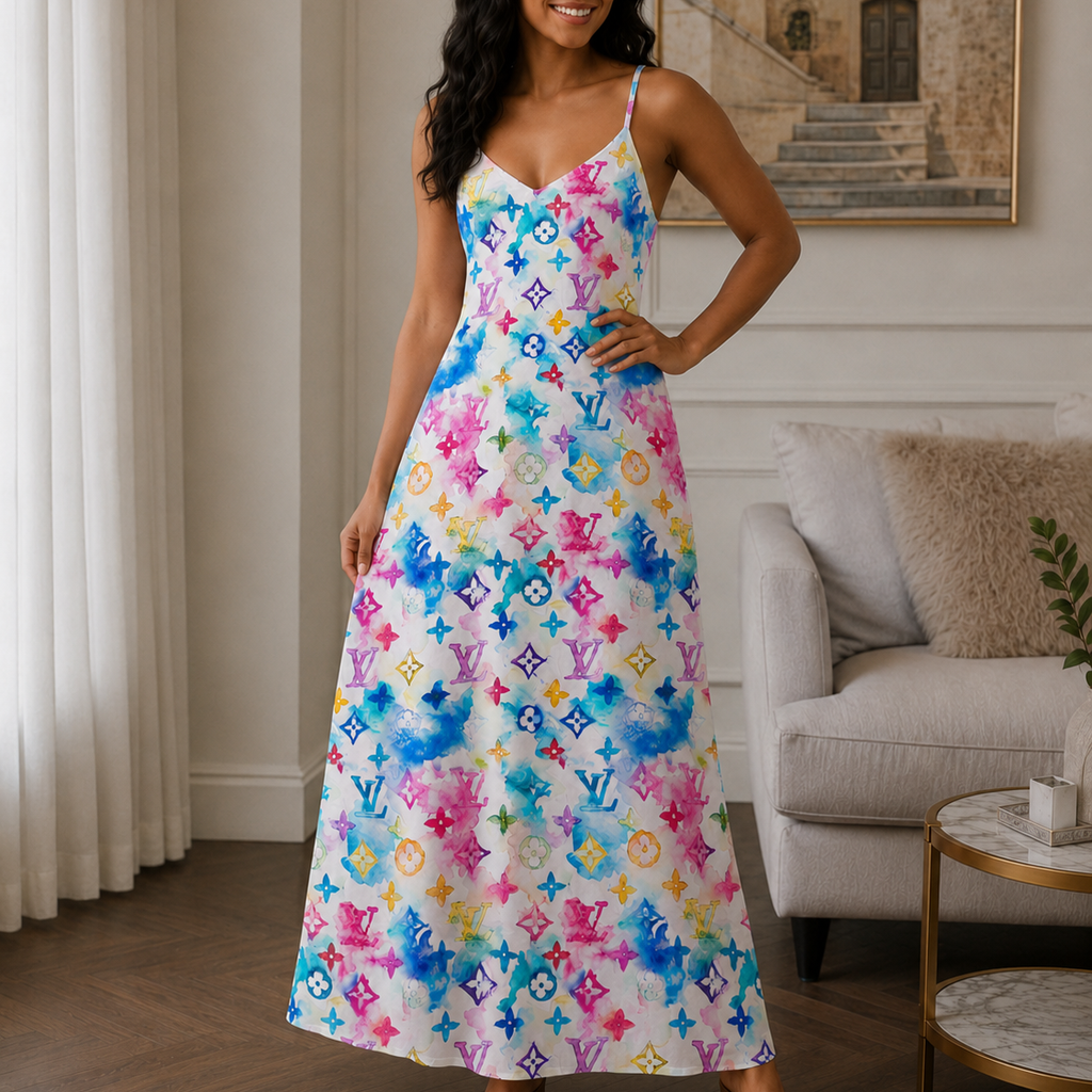 Classic Print V-Neck Pocket Cami Dress 3D1026070337