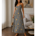 Classic Print V-Neck Pocket Cami Dress 3D1026070334