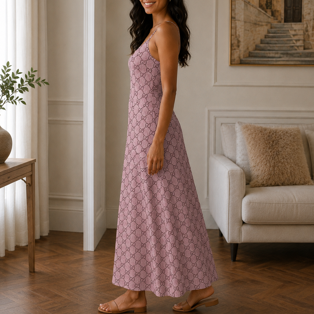 Classic Print V-Neck Pocket Cami Dress 3D1026070333