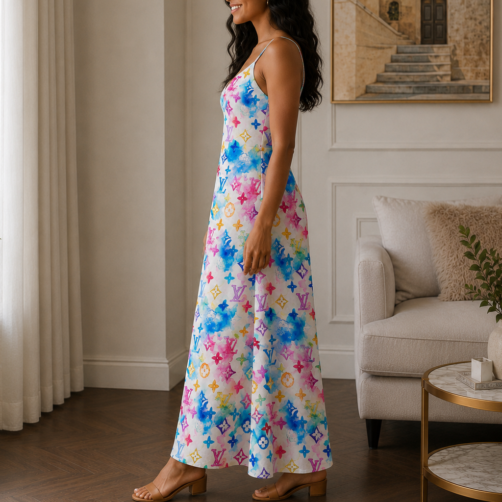 Classic Print V-Neck Pocket Cami Dress 3D1026070337