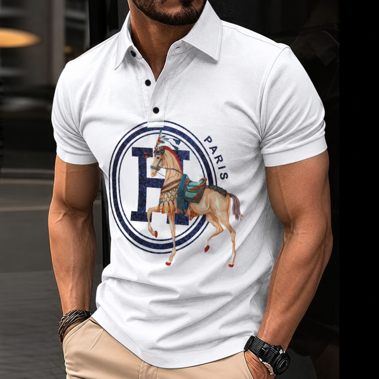 Men's Summer Fashion Printed Polo Shirts 3D1026070317