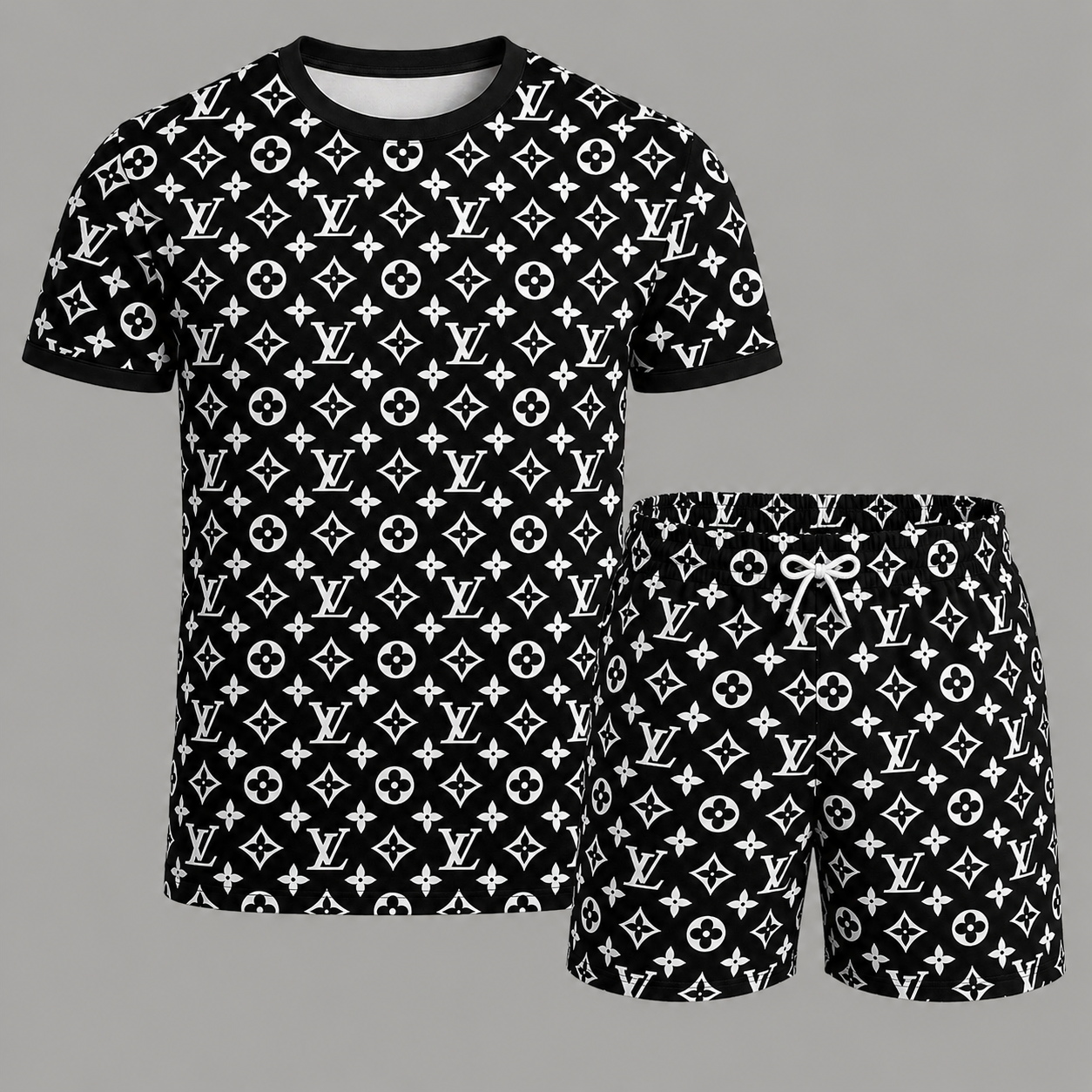 Men's Fashion Printed Short Sleeve Suit 3D1026070329