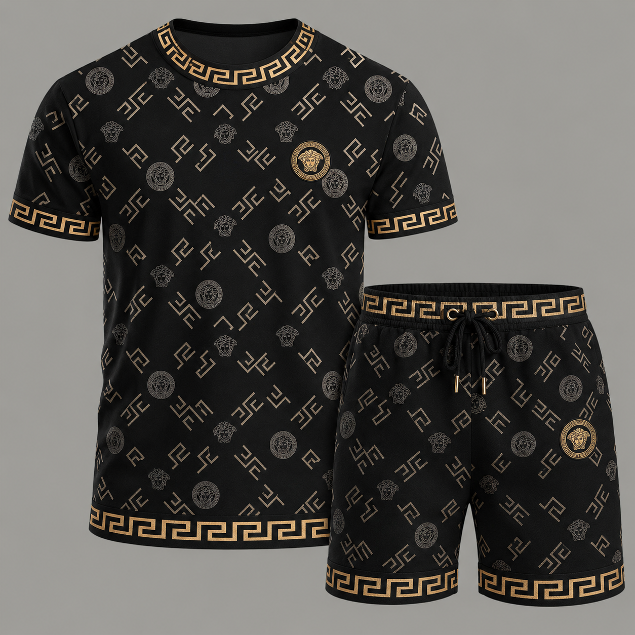 Men's Fashion Printed Short Sleeve Suit 3D1026070603