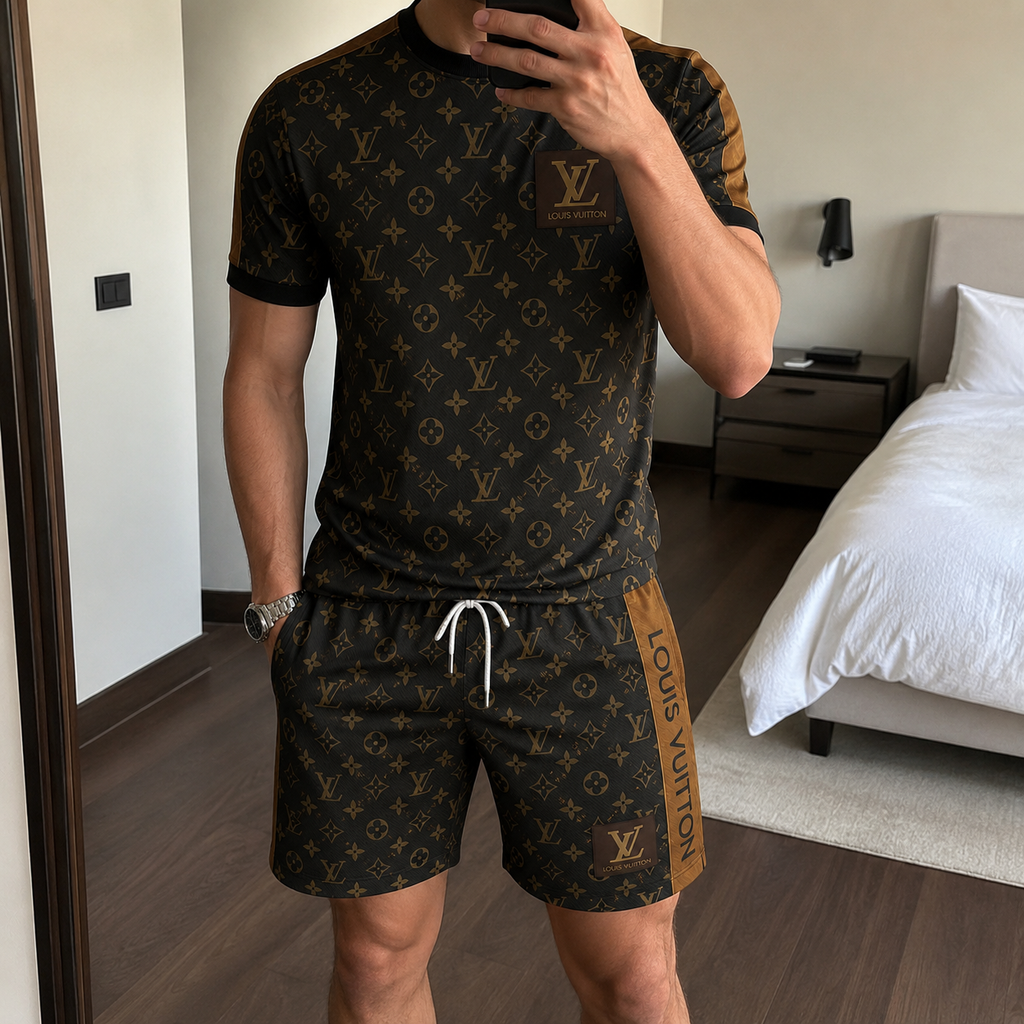 Men's Fashion Printed Short Sleeve Suit 3D1026070722
