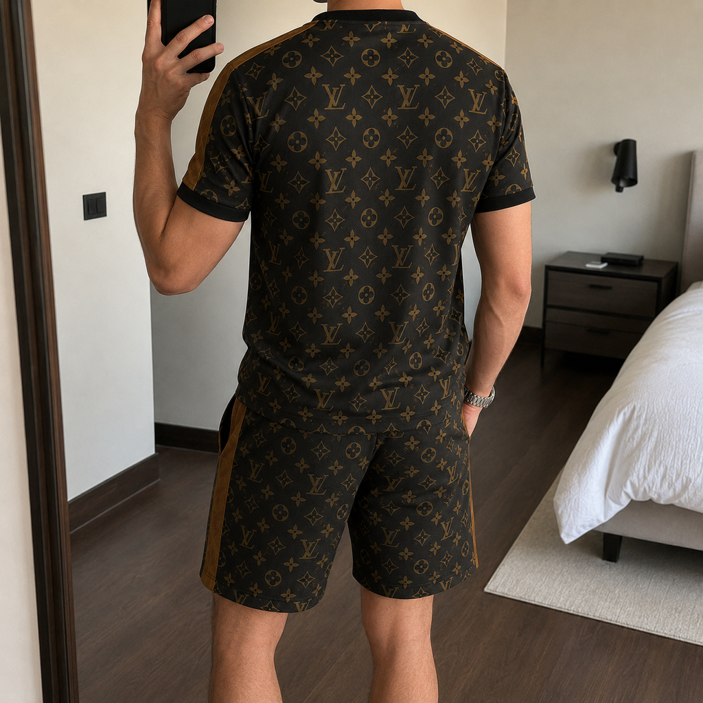 Men's Fashion Printed Short Sleeve Suit 3D1026070722