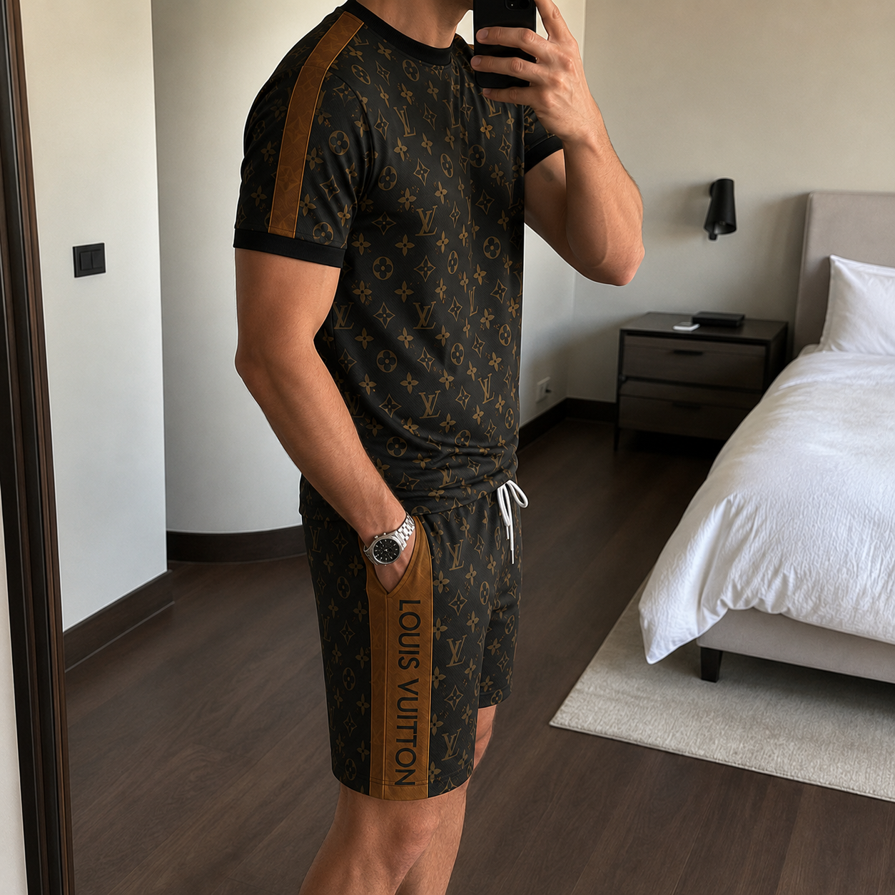 Men's Fashion Printed Short Sleeve Suit 3D1026070722