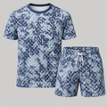 Men's Fashion Printed Short Sleeve Suit 3D1026070721