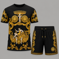 Men's Fashion Printed Short Sleeve Suit 3D1026070718