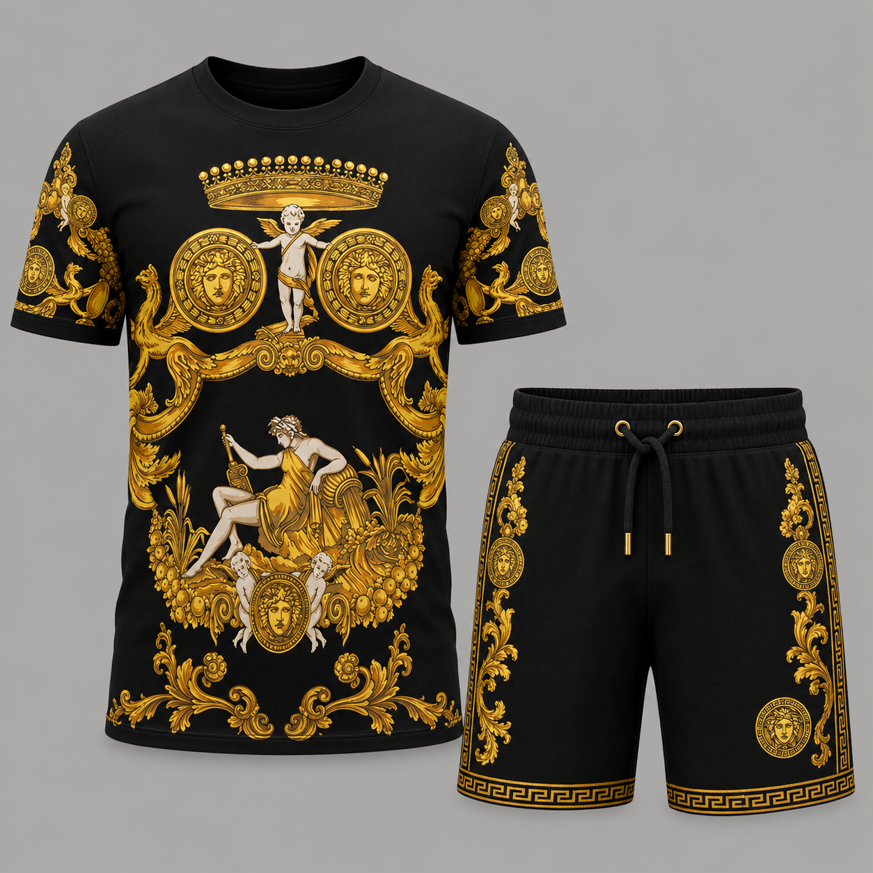 Men's Fashion Printed Short Sleeve Suit 3D1026070718