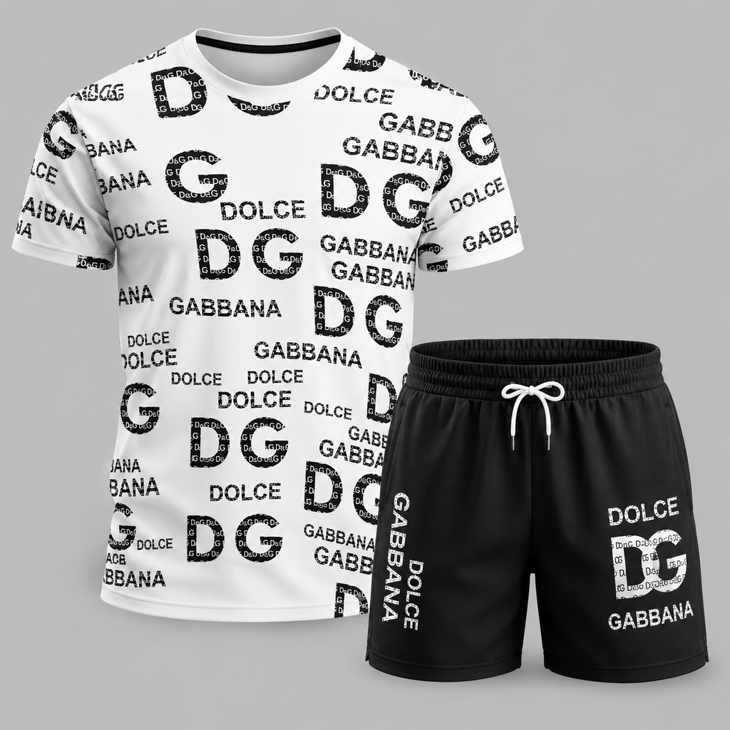 Men's Fashion Printed Short Sleeve Suit 3D1026070719