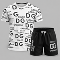 Men's Fashion Printed Short Sleeve Suit 3D1026070719
