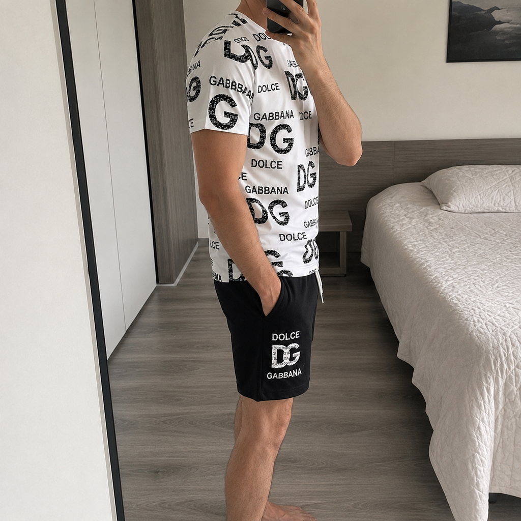 Men's Fashion Printed Short Sleeve Suit 3D1026070719