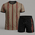 Men's Fashion Printed Short Sleeve Suit 3D1026070720
