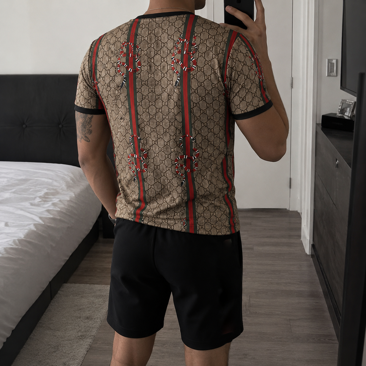 Men's Fashion Printed Short Sleeve Suit 3D1026070720