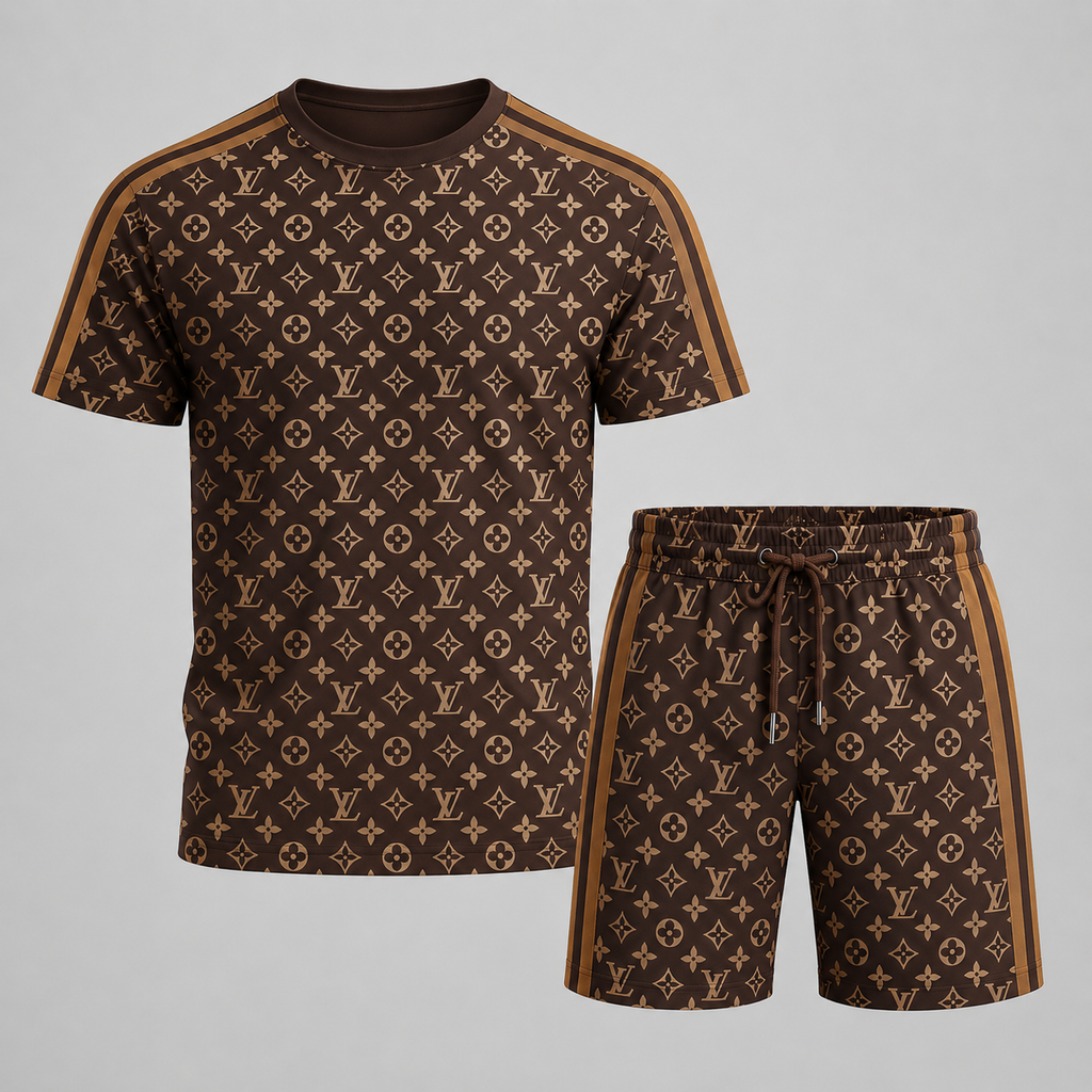 Men's Fashion Printed Short Sleeve Suit 3D1026070801