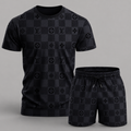 Men's Fashion Printed Short Sleeve Suit 3D1026070804