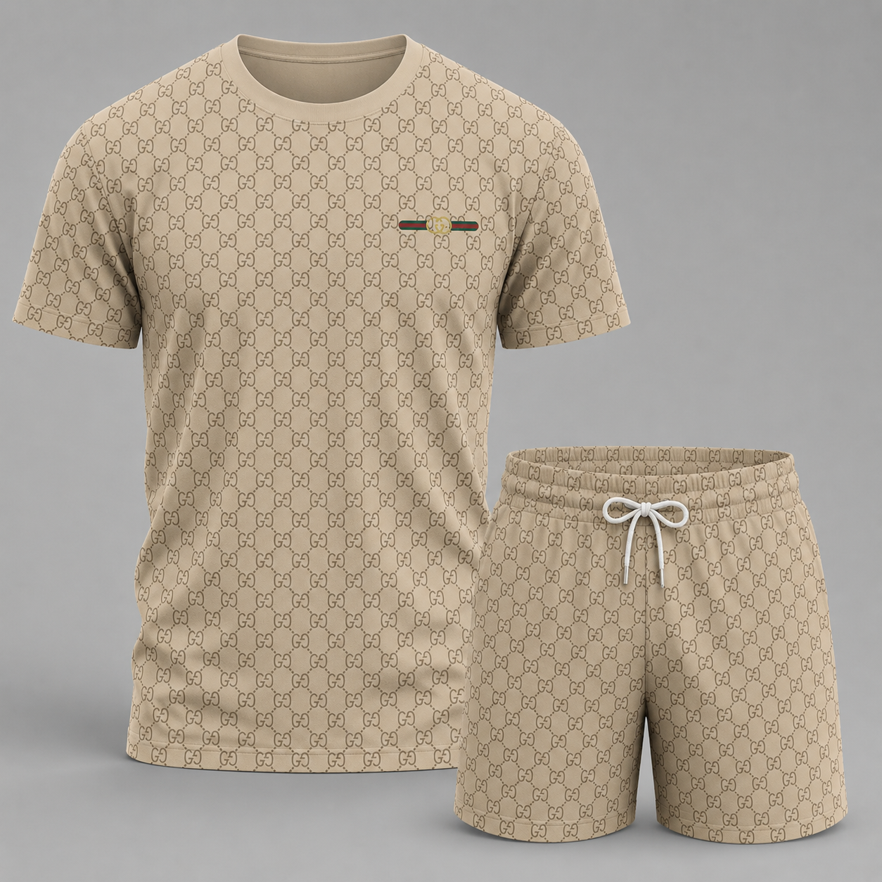 Men's Fashion Printed Short Sleeve Suit 3D1026070806