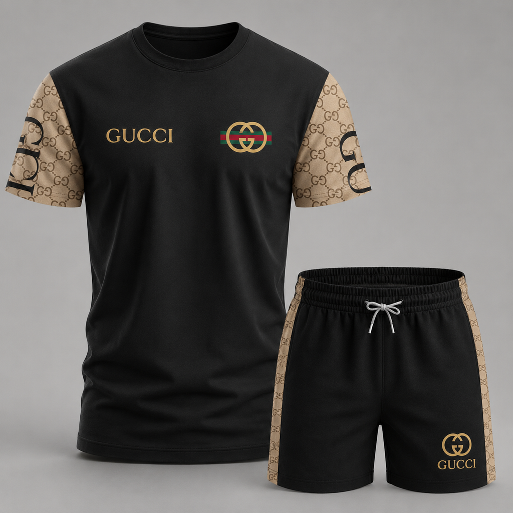 Men's Fashion Printed Short Sleeve Suit 3D1026070807