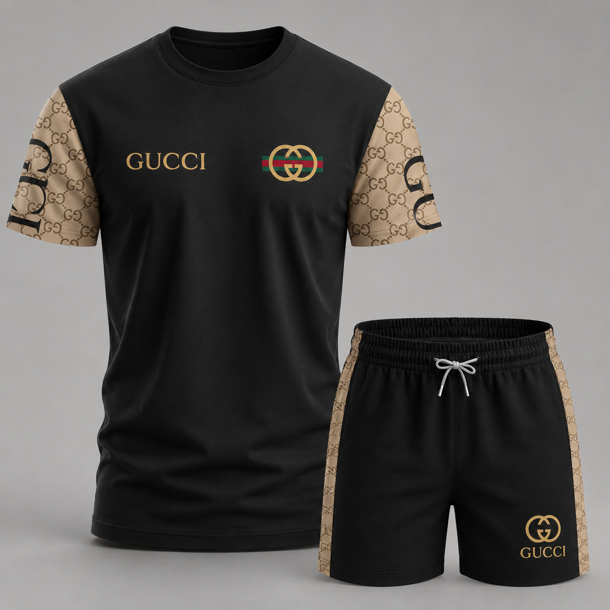 Men's Fashion Printed Short Sleeve Suit 3D1026070807