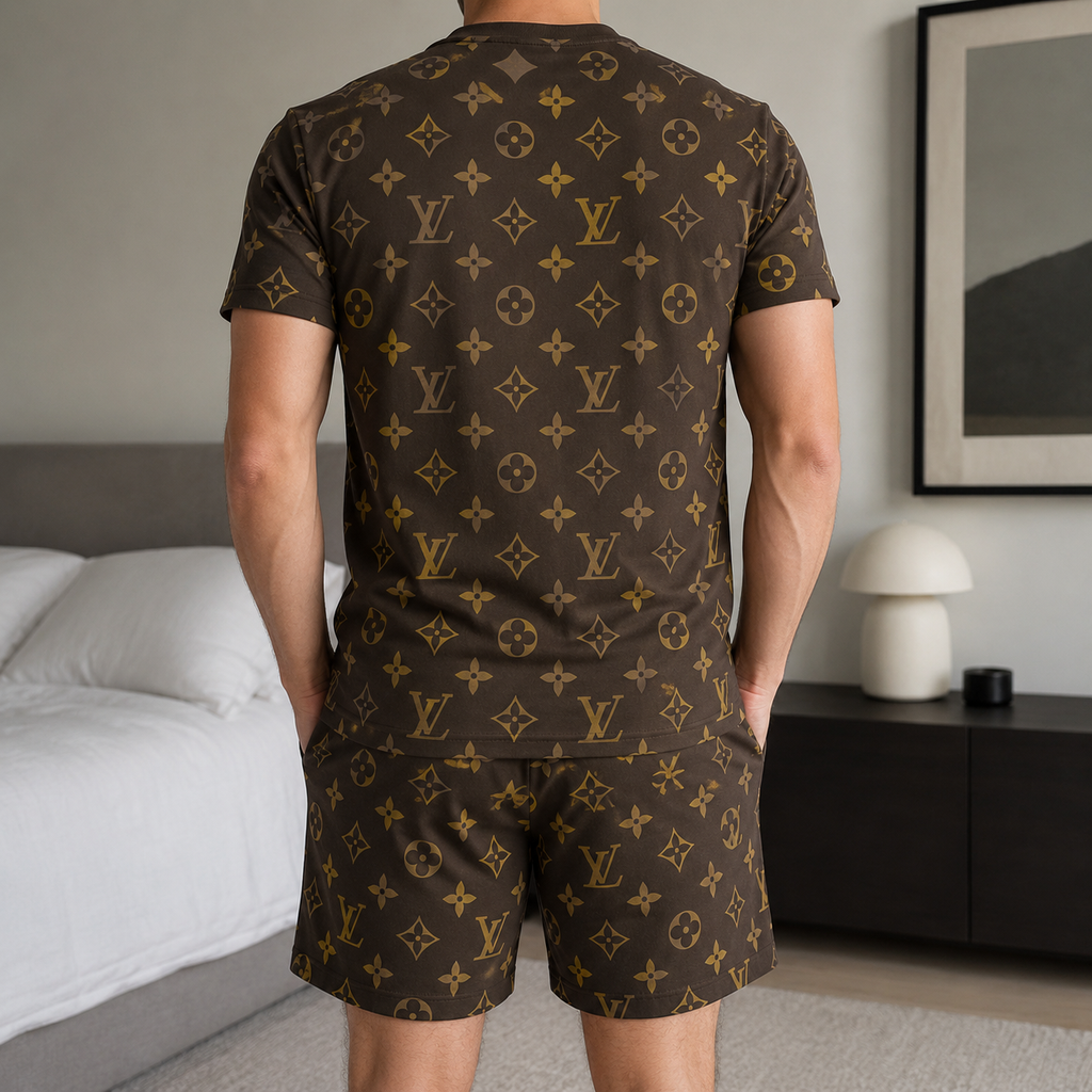 Men's Fashion Printed Short Sleeve Suit 3D1026070802