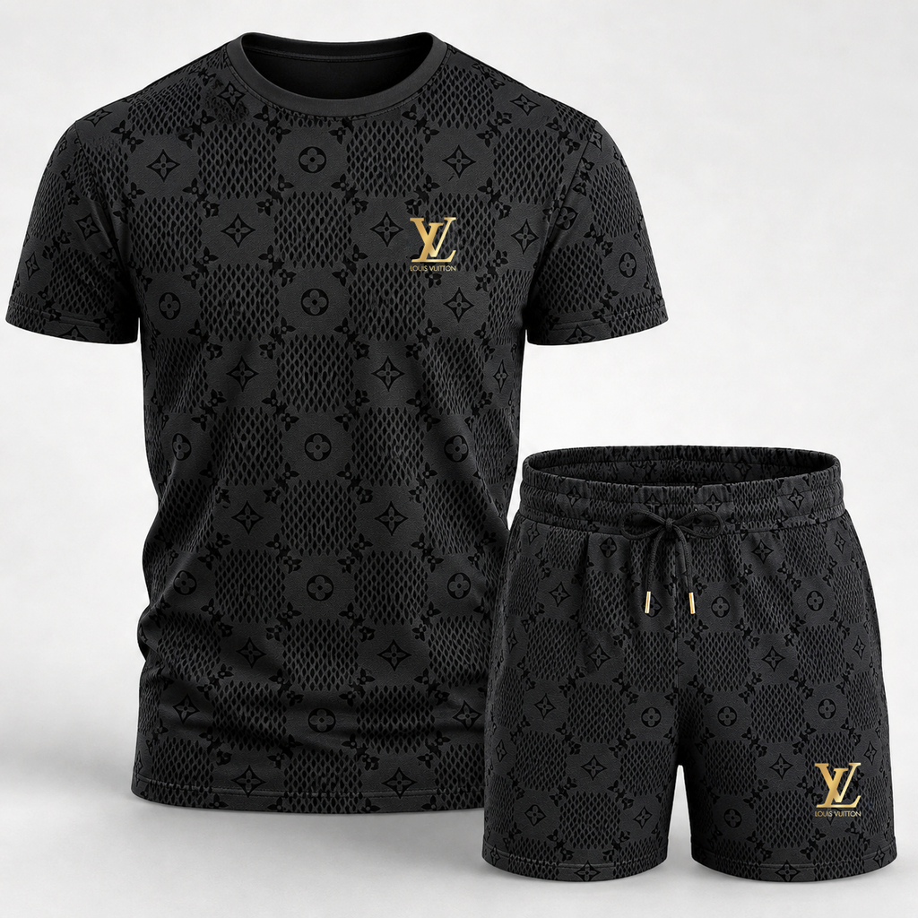 Men's Fashion Printed Short Sleeve Suit 3D1026070805