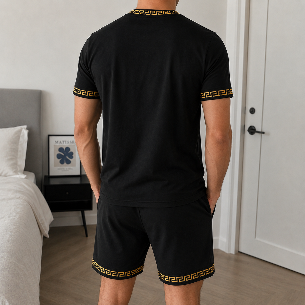 Men's Fashion Printed Short Sleeve Suit 3D1026070811