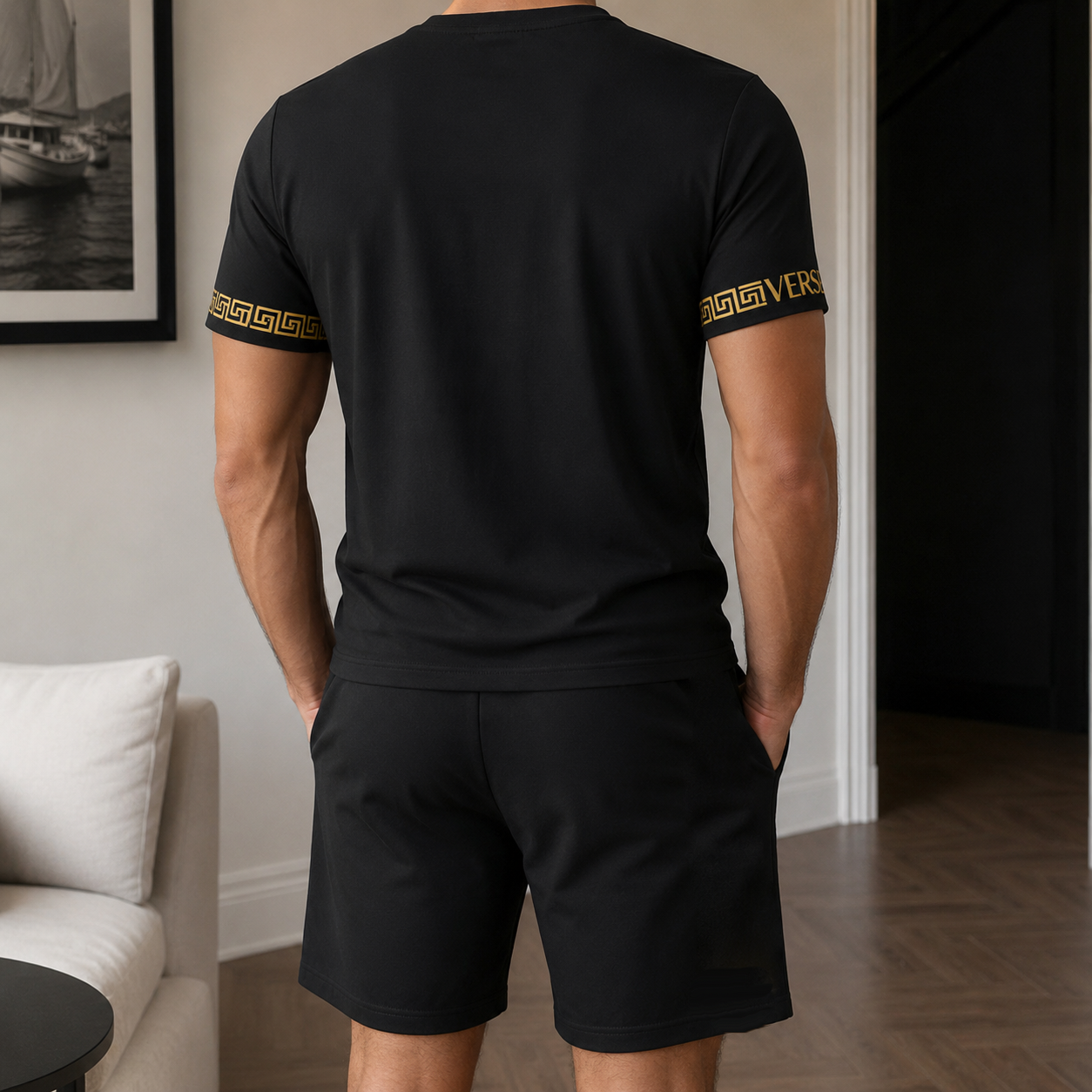 Men's Fashion Printed Short Sleeve Suit 3D1026070812