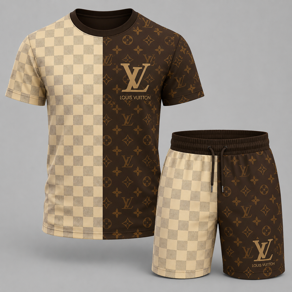 Men's Fashion Printed Short Sleeve Suit 3D1026070817