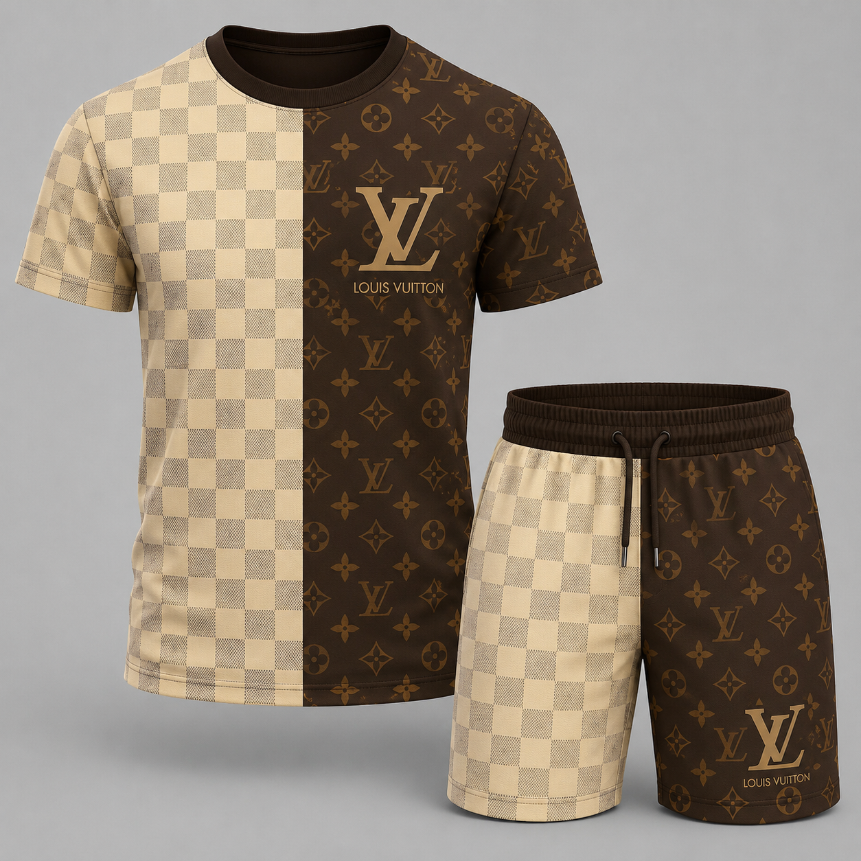 Men's Fashion Printed Short Sleeve Suit 3D1026070817