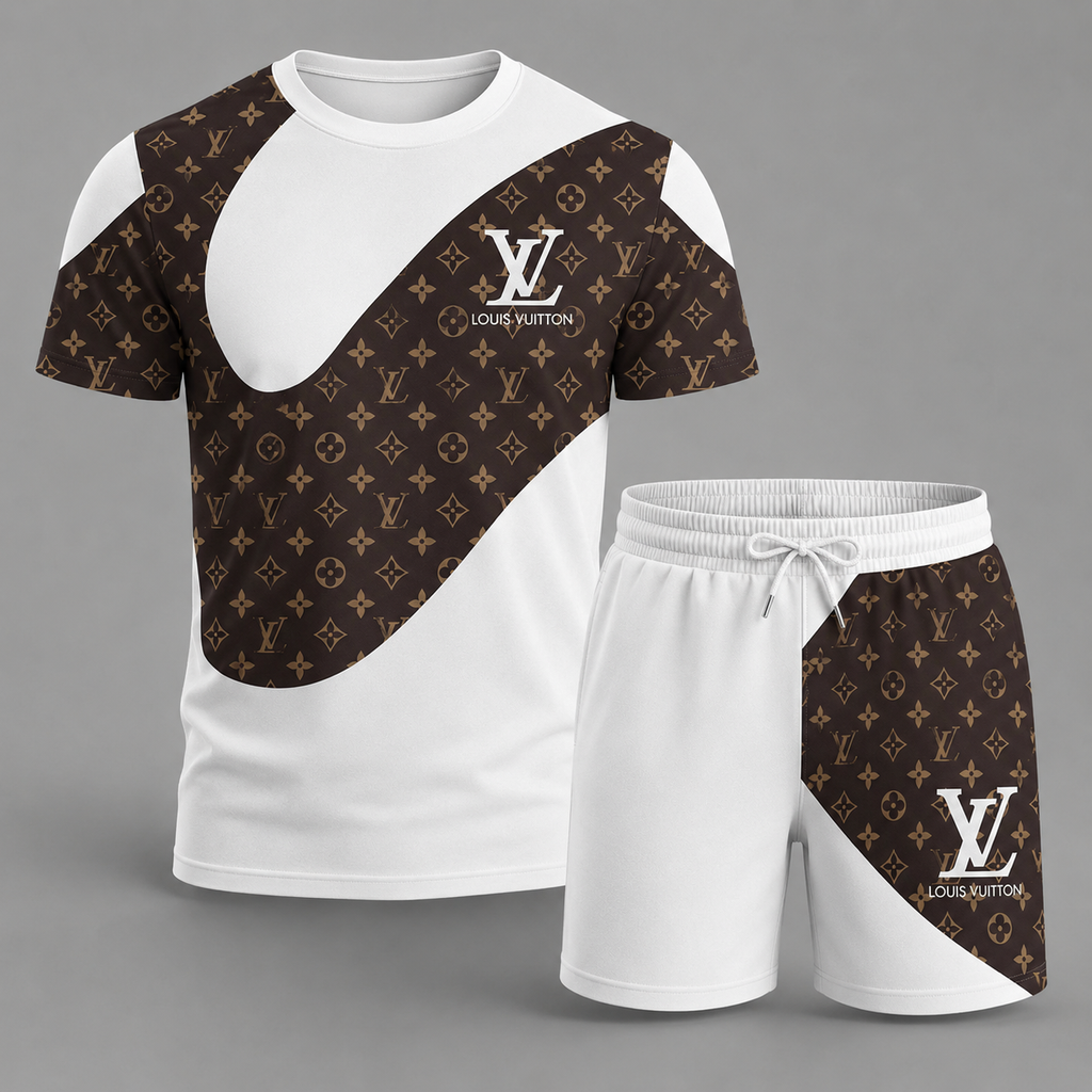 Men's Fashion Printed Short Sleeve Suit 3D1026070818