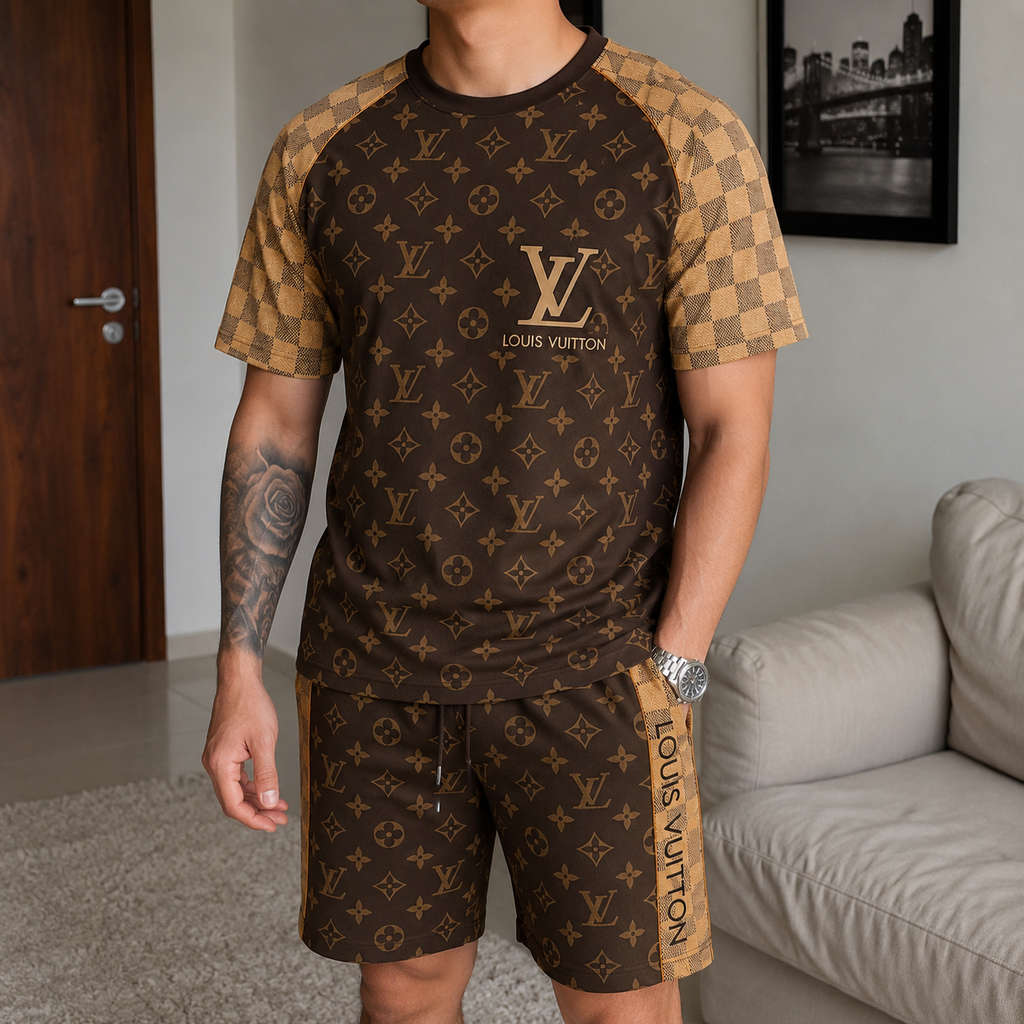Men's Fashion Printed Short Sleeve Suit 3D1026070813
