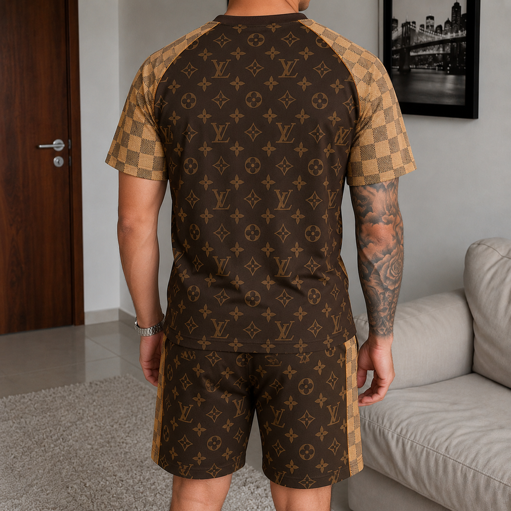 Men's Fashion Printed Short Sleeve Suit 3D1026070813