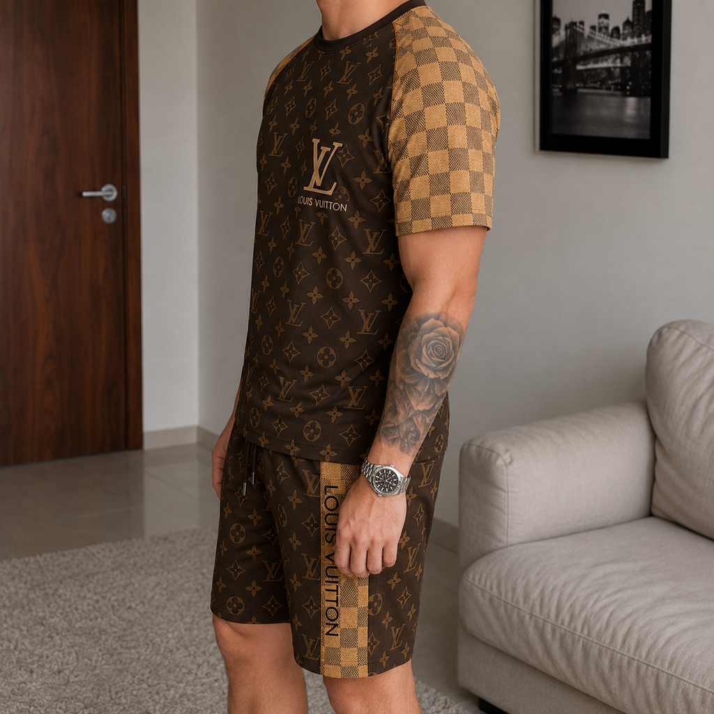 Men's Fashion Printed Short Sleeve Suit 3D1026070813