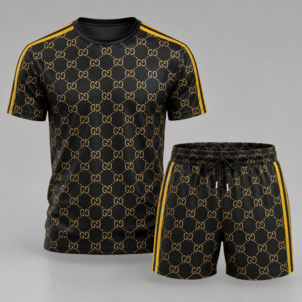 Men's Fashion Printed Short Sleeve Suit 3D1026070828