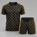 Men's Fashion Printed Short Sleeve Suit 3D1026070828