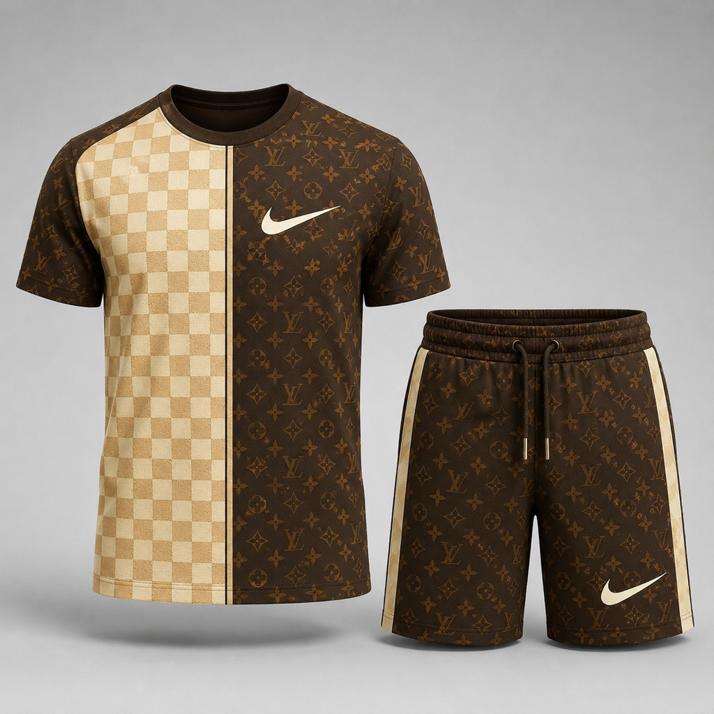 Men's Fashion Printed Short Sleeve Suit 3D1026070825