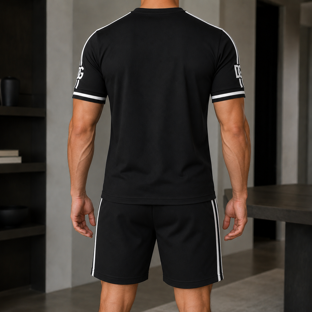 Men's Fashion Printed Short Sleeve Suit 3D1026070821