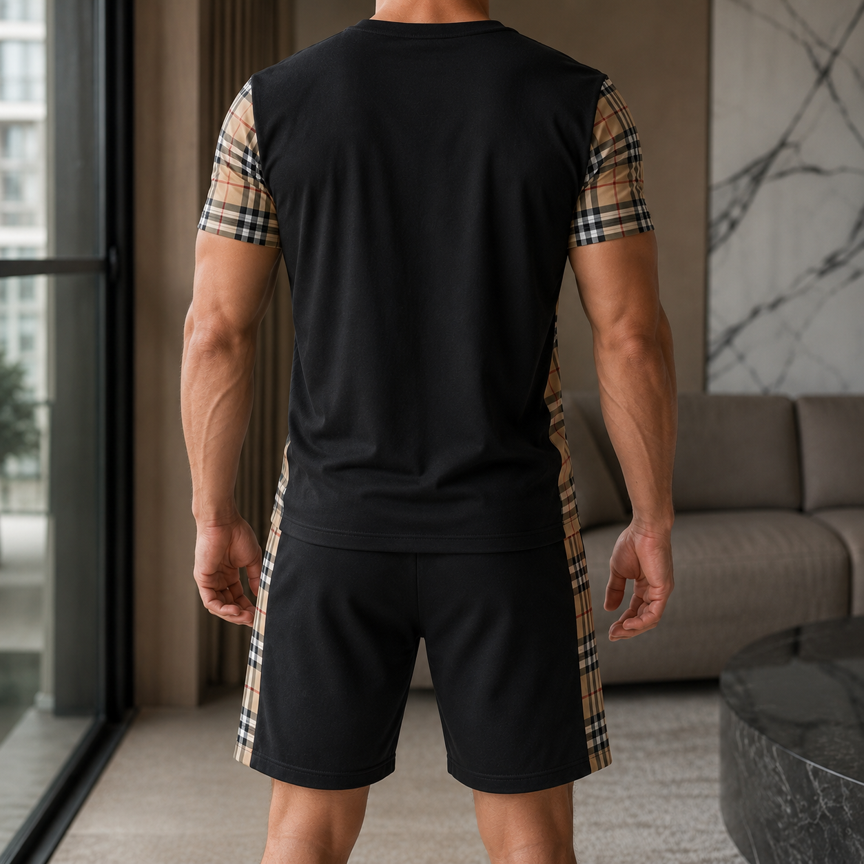 Men's Fashion Printed Short Sleeve Suit 3D1026070822