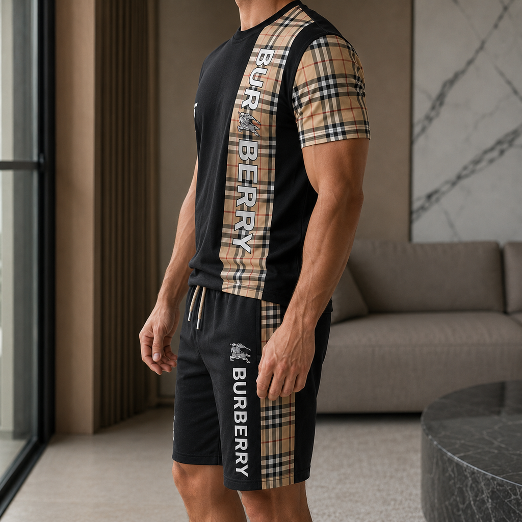 Men's Fashion Printed Short Sleeve Suit 3D1026070822