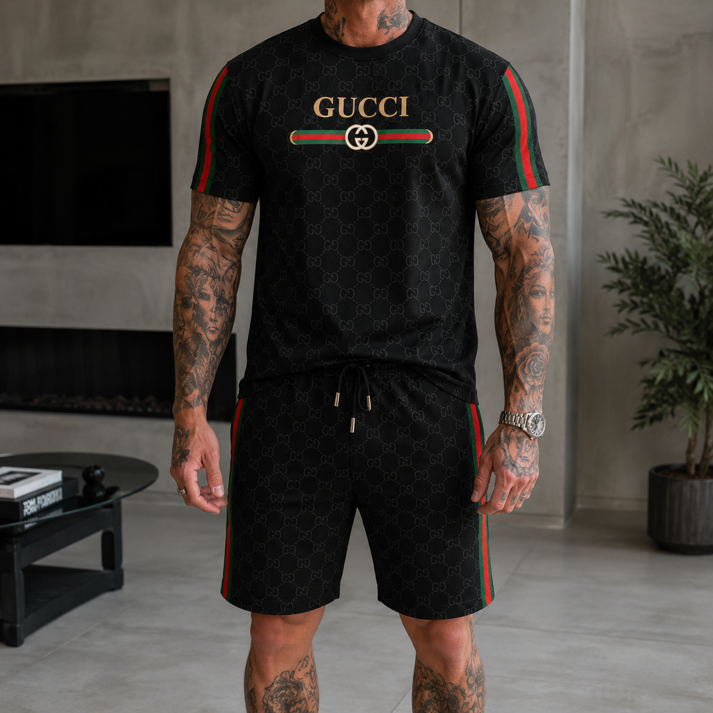 Men's Fashion Printed Short Sleeve Suit 3D1026070826