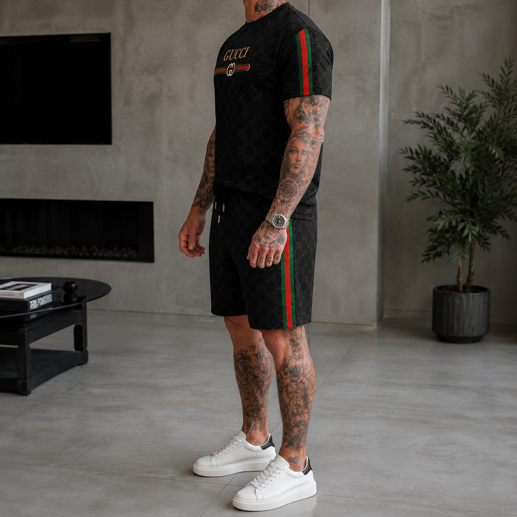 Men's Fashion Printed Short Sleeve Suit 3D1026070826