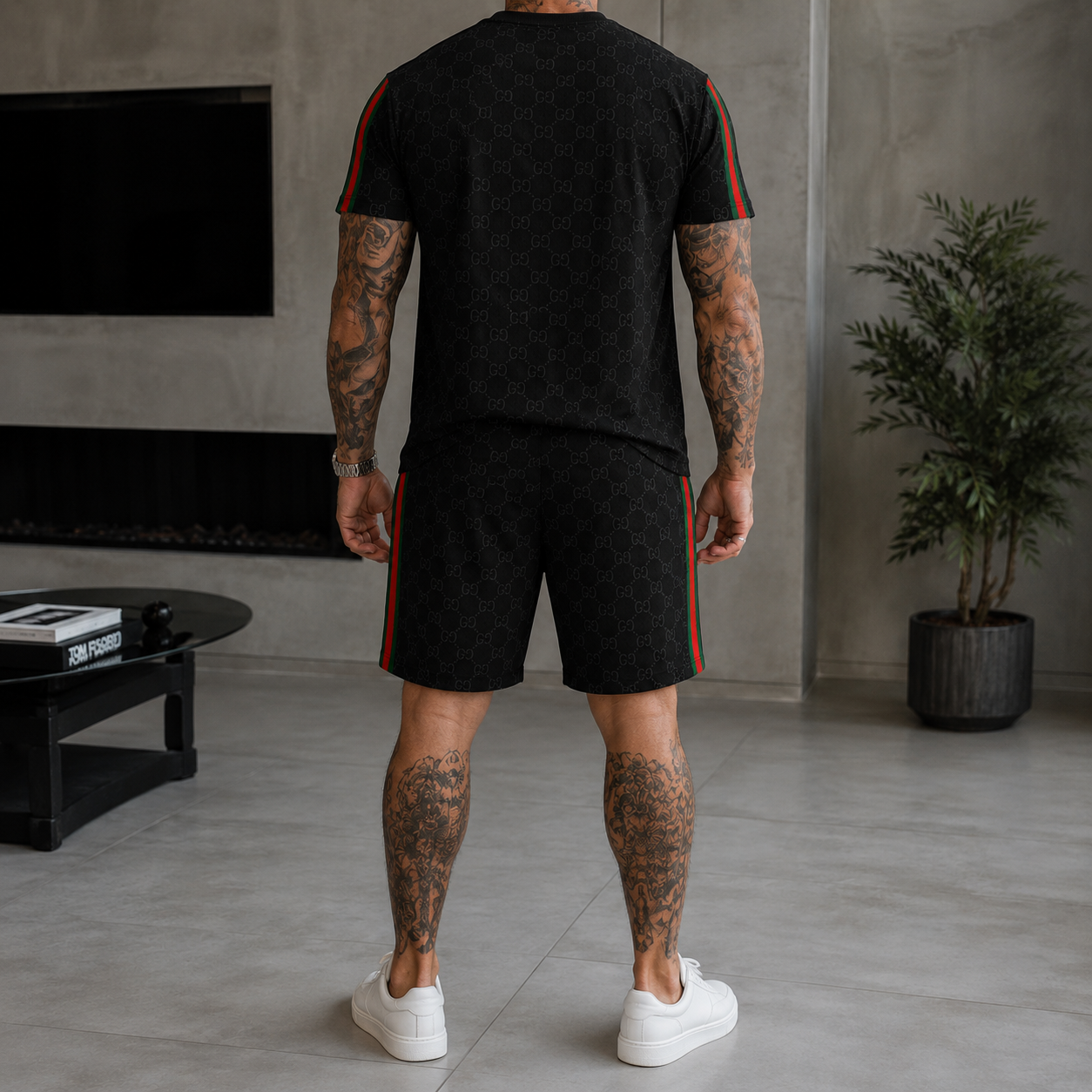Men's Fashion Printed Short Sleeve Suit 3D1026070826
