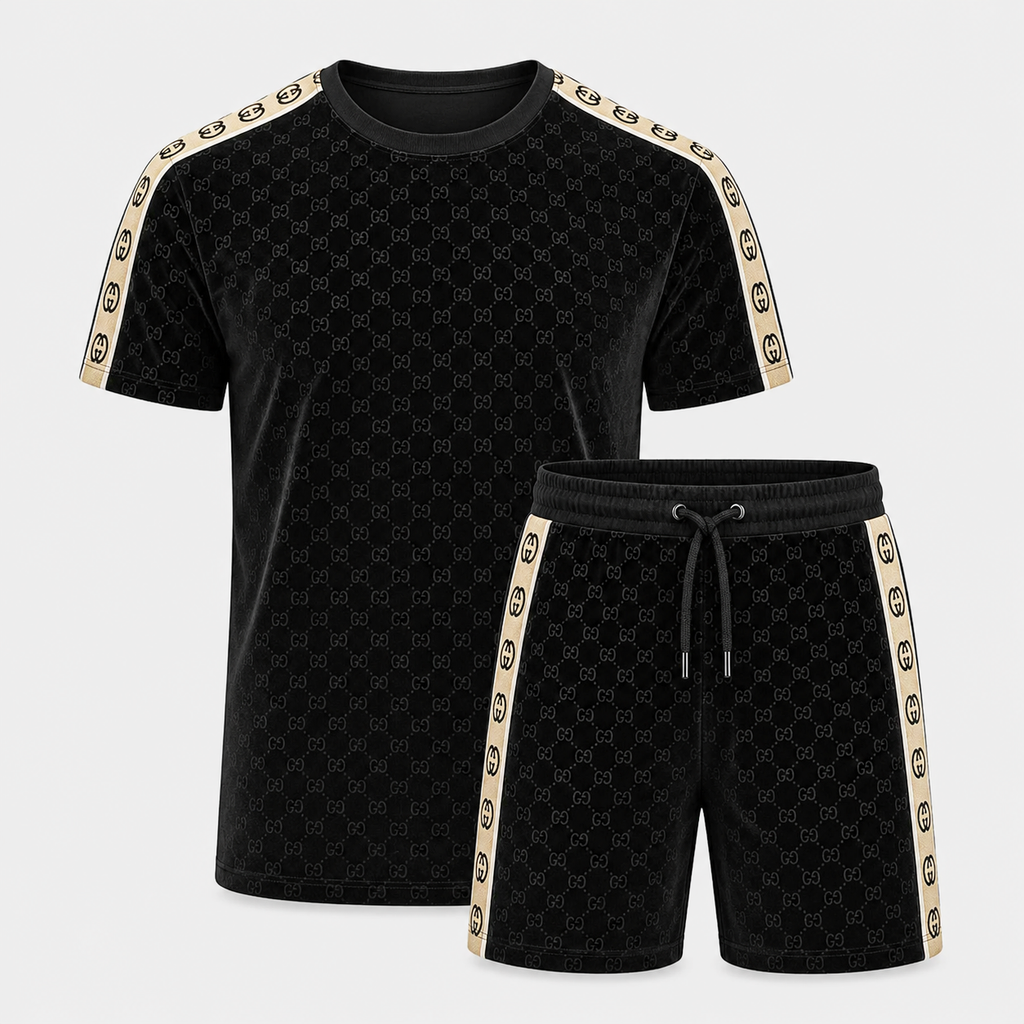 Men's Fashion Printed Short Sleeve Suit 3D1026070829