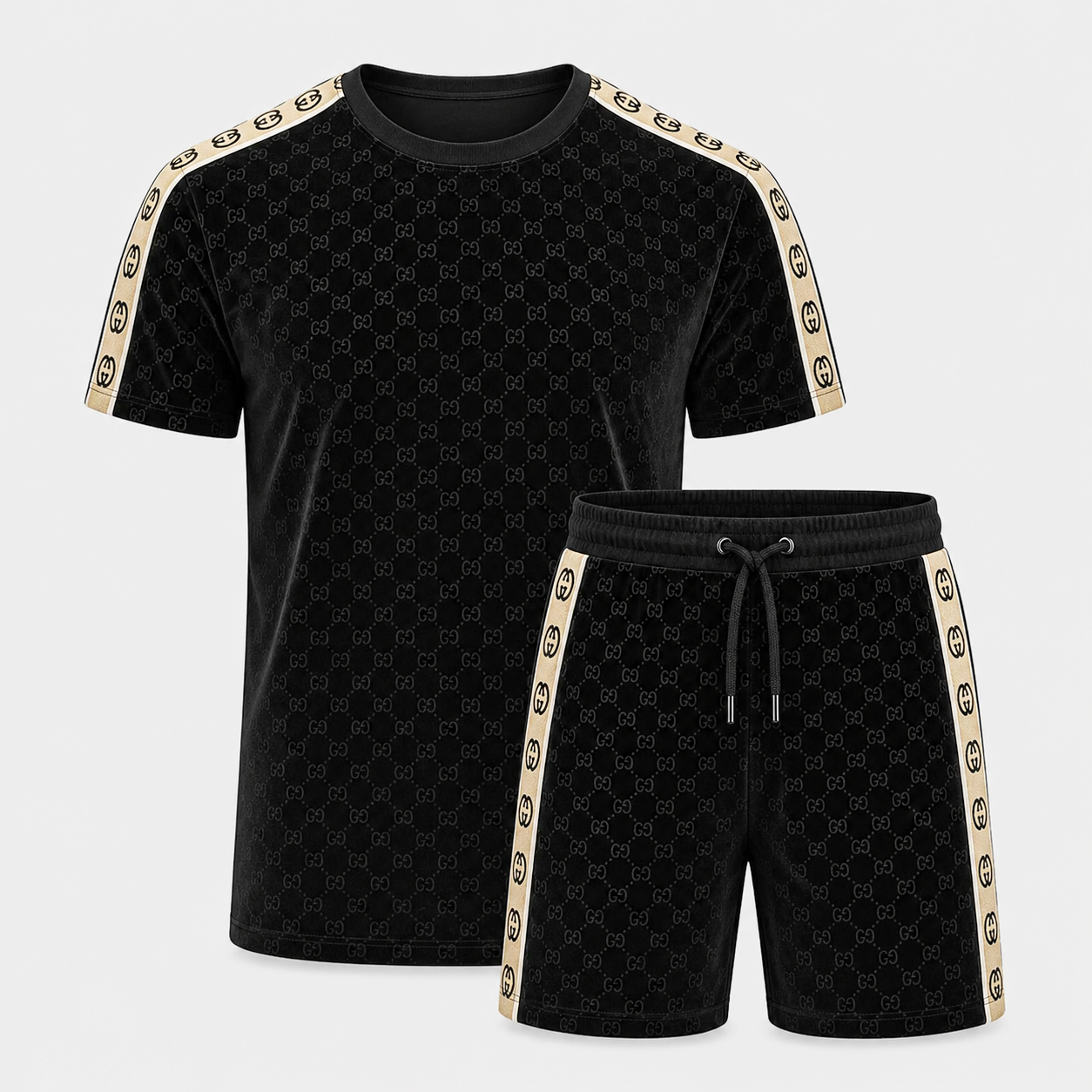 Men's Fashion Printed Short Sleeve Suit 3D1026070829