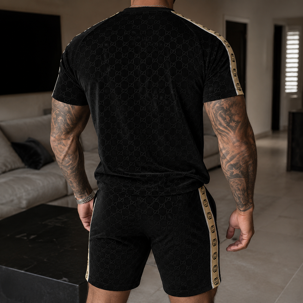 Men's Fashion Printed Short Sleeve Suit 3D1026070829