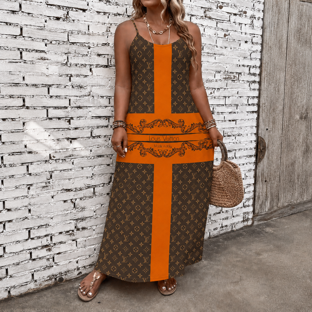 Classic Print V-Neck Pocket Cami Dress 3D1026070903