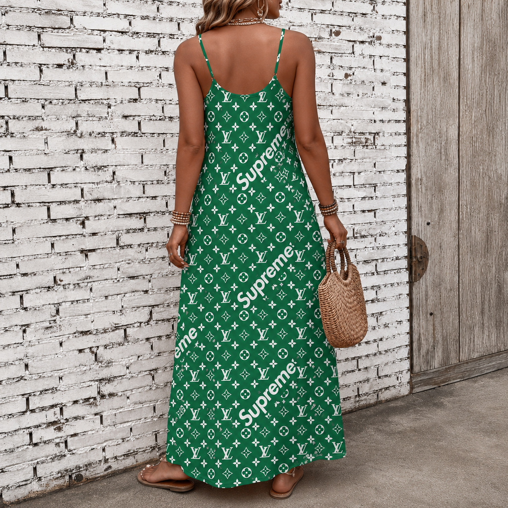 Classic Print V-Neck Pocket Cami Dress 3D1026070904