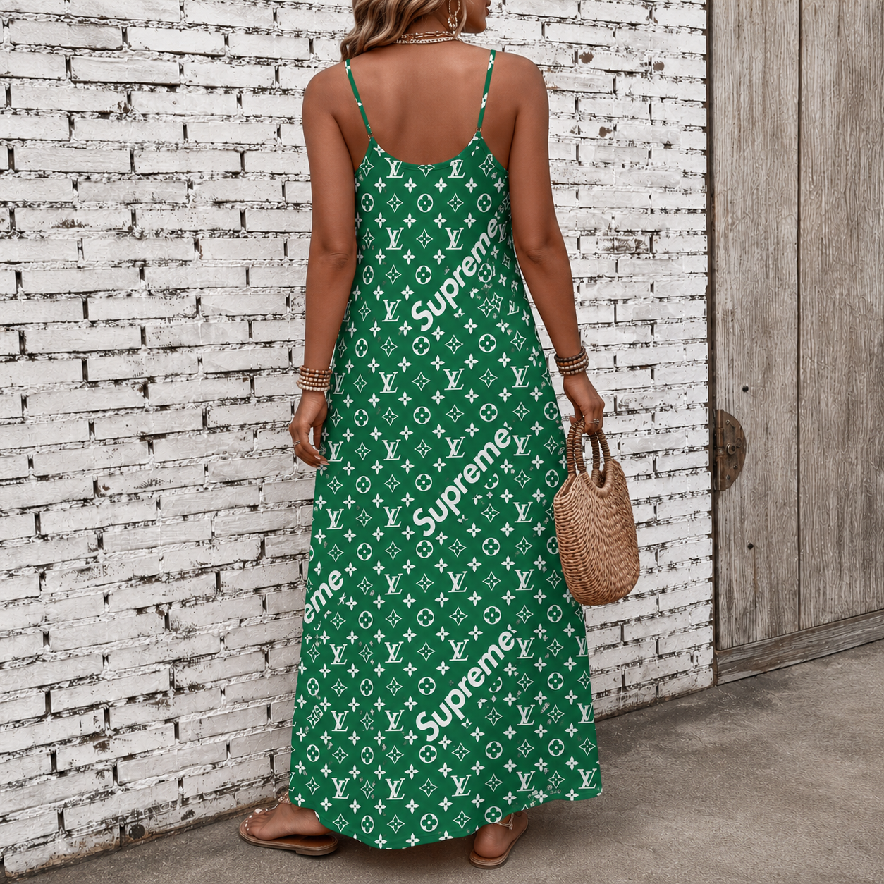 Classic Print V-Neck Pocket Cami Dress 3D1026070904